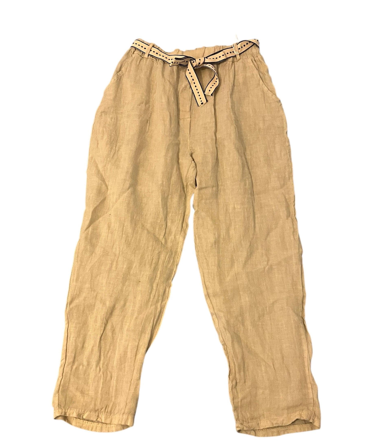 NEW All Year Round Elastic Waist Belted 100% Linen Women's Trousers Pants Summer/Winter Made In Italy (See Description)