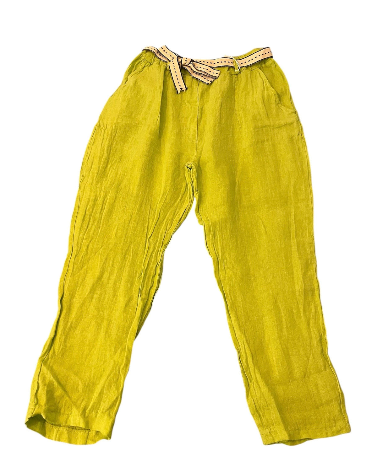 NEW All Year Round Elastic Waist Belted 100% Linen Women's Trousers Pants Summer/Winter Made In Italy (See Description)