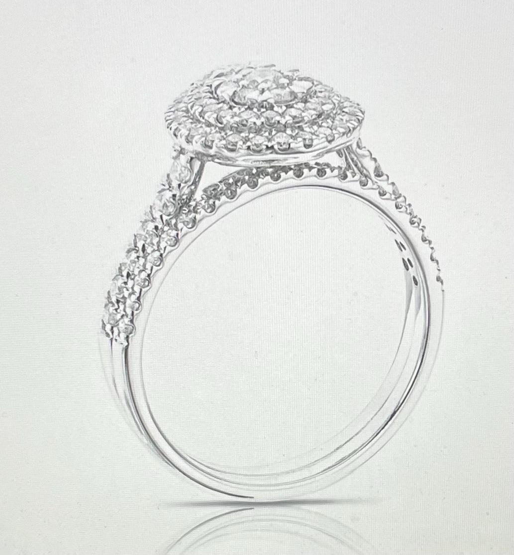 NEW Haute Couture Engagement Ring Engagement Ring 18ct White Gold Pear Shape Halo Cluster 0.75ct Diamond Ring Wedding Ring (See Description)