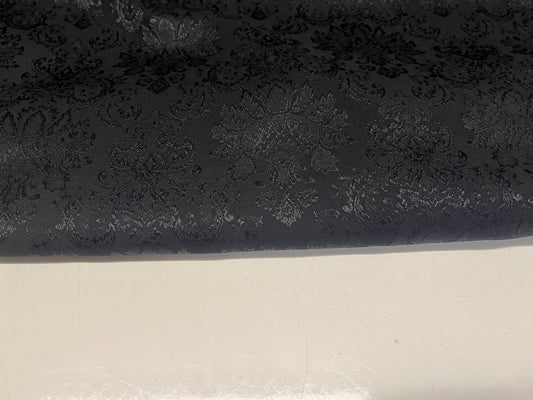NEW High Class Damask Black Stretch Cotton Jacquard Fabric Material