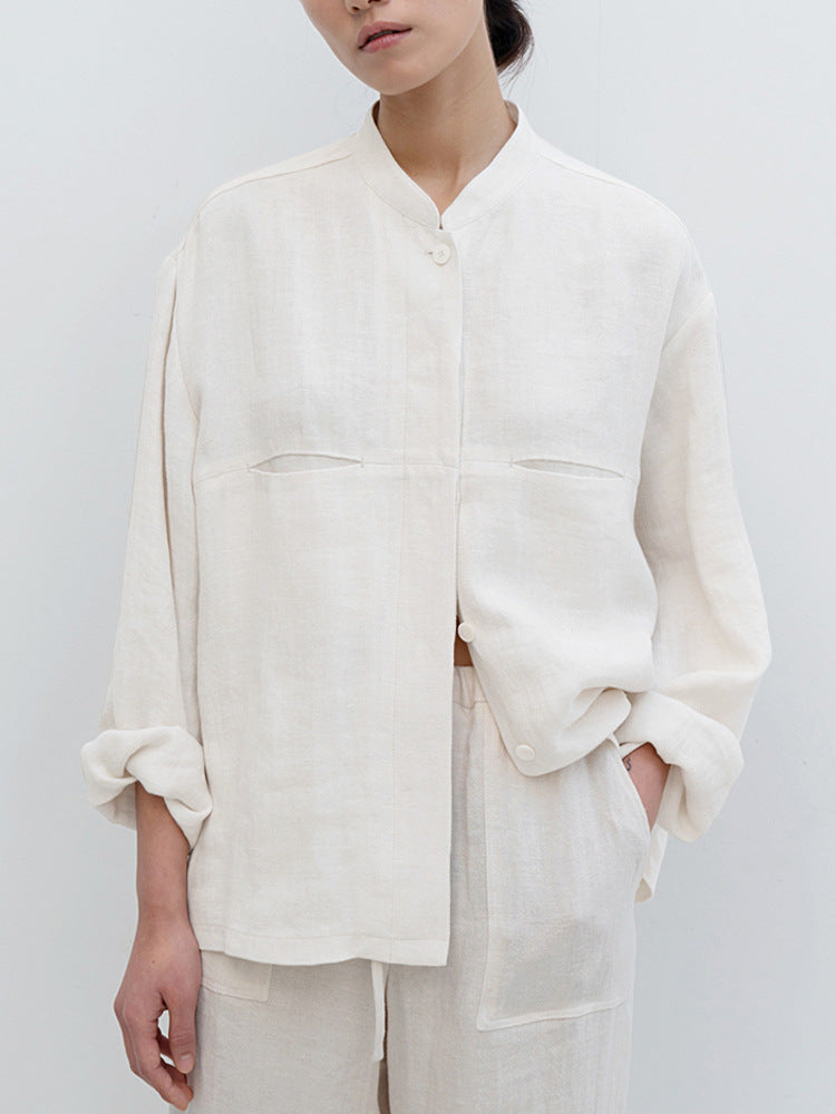 Women’s Pure Linen Shirt – Loose Fit Button-Up Blouse | Breathable Top | Casual Retro Minimalist Clothing + 🚚 Free Worldwide Shipping 🎉 Extra 30% OFF at Checkout