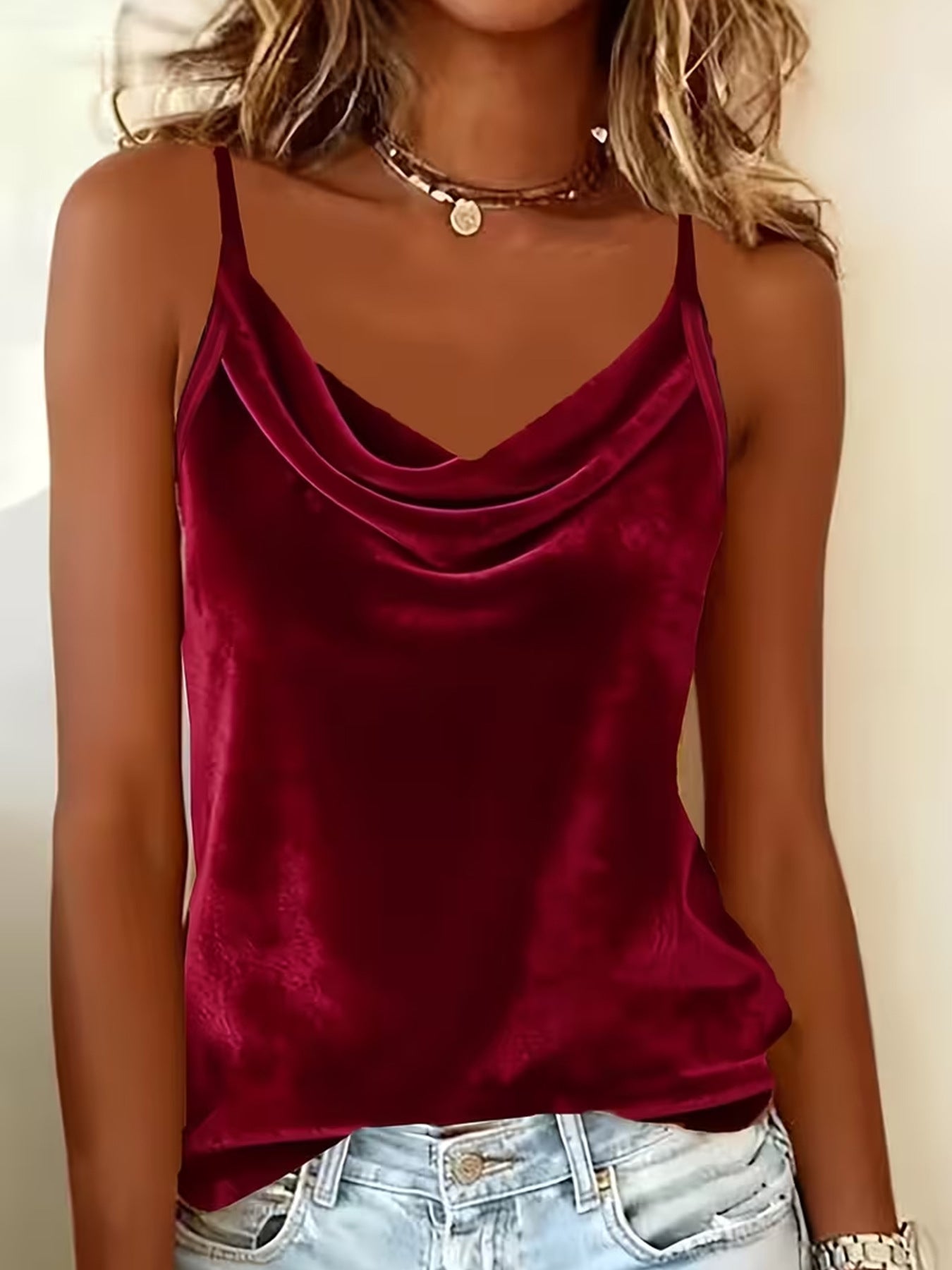Women’s Velour Camisole Top – Soft Slim Fit Sleeveless Tank Top for Summer + 🚚 Free Worldwide Shipping