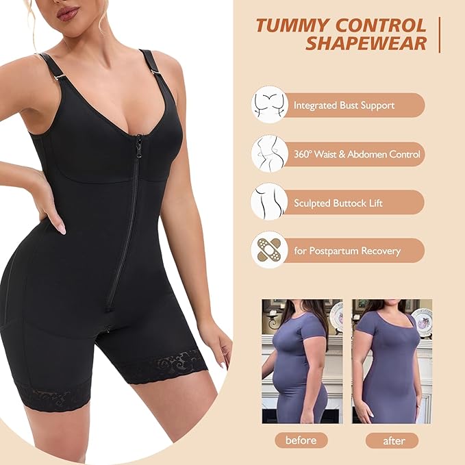 Fajas Colombianas Postpartum Full Shapewear For Women Tummy Control Body Shaper Butt Lifter With Zipper Crotch + 🚚 Free Worldwide Shipping 🎉 Extra 30% OFF at Checkout
