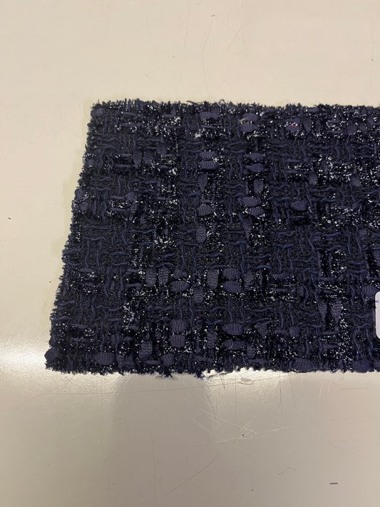 NEW High Class Chanel Style Navy Black Shiny Couture Wool Tweed Boucle Fabric (Read Description)