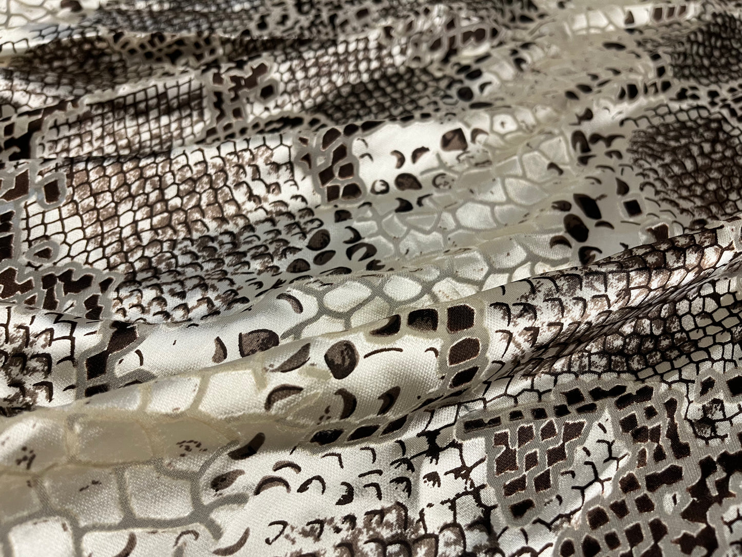 Pure Silk Chiffon Satin Burnout Snake Print Fabric – Luxury Printed Silk Fabric by the Yard + 🚚 Free Worldwide Shipping