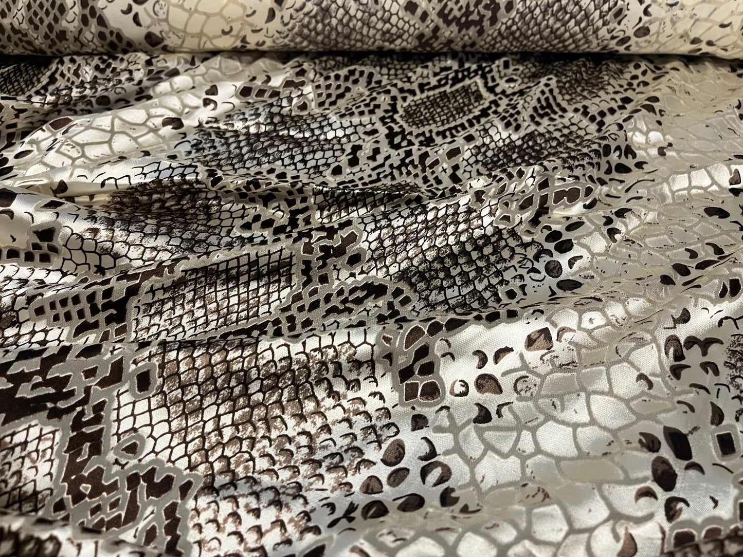Pure Silk Chiffon Satin Burnout Snake Print Fabric – Luxury Printed Silk Fabric by the Yard + 🚚 Free Worldwide Shipping