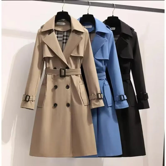Women’s Long Belted Trench Coat • Slim Streetwear Windbreaker • All‑Season Casual Outerwear