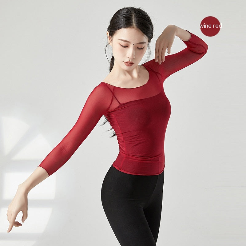 Dancing Dress Mesh Top For Women Ballet Practice Clothes Gym Outfit Shapewear Outer Wear Gauze Clothes + 🚚 Free Worldwide Shipping 🎉 Extra 30% OFF at Checkout