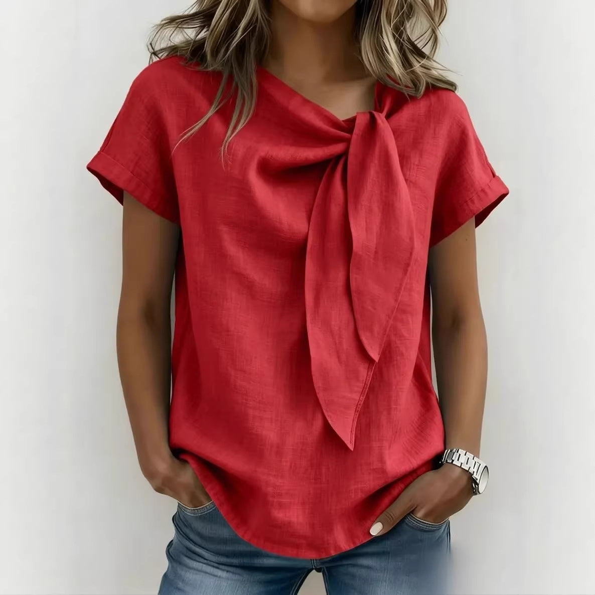 Women's Summer Short Sleeve Casual T-Shirt - Cotton Blend Lightweight Everyday Top For Daily Wear  + 🚚 Free Worldwide Shipping 🎉 Extra 30% OFF At Checkout