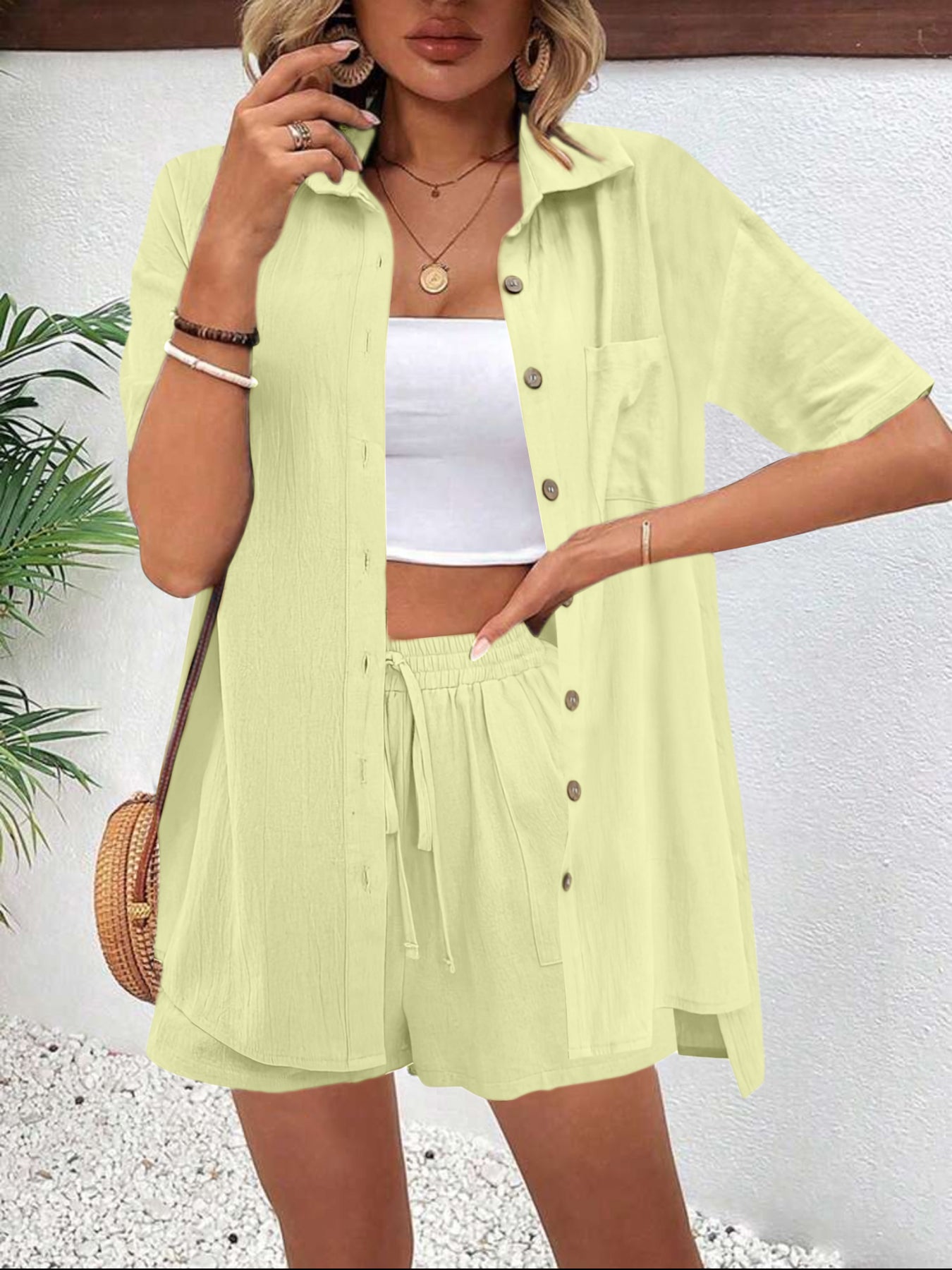 Cross-border Women's Amazon Hot-selling Distressed Cardigan Shorts Fashionable Elegant Casual Women's Set + 🚚 Free Worldwide Shipping
