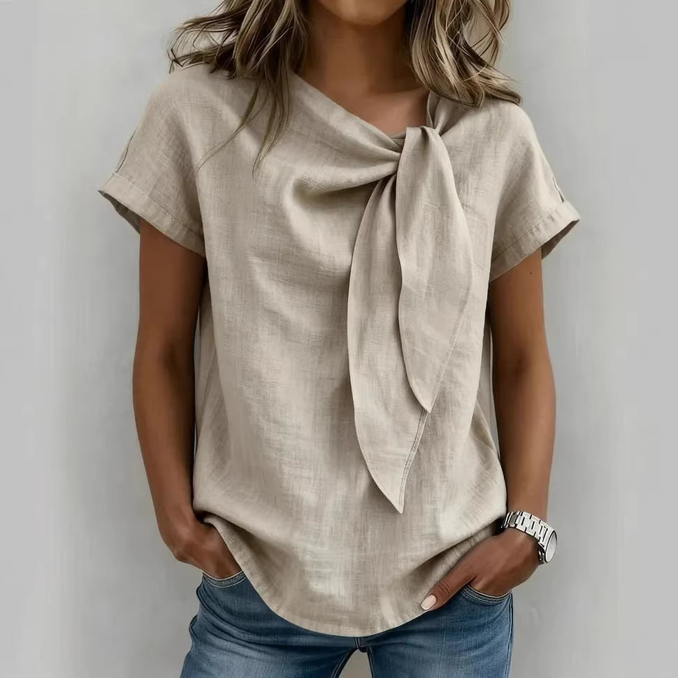 Women's Summer Short Sleeve Casual T-Shirt - Cotton Blend Lightweight Everyday Top For Daily Wear  + 🚚 Free Worldwide Shipping 🎉 Extra 30% OFF At Checkout