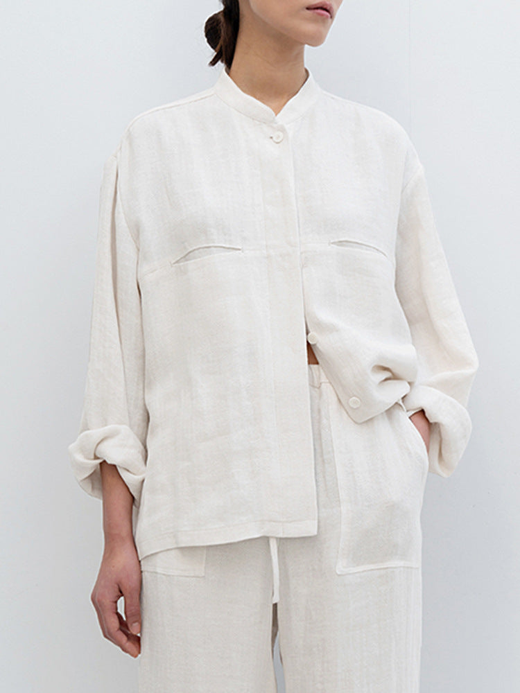 Women’s Pure Linen Shirt – Loose Fit Button-Up Blouse | Breathable Top | Casual Retro Minimalist Clothing + 🚚 Free Worldwide Shipping 🎉 Extra 30% OFF at Checkout