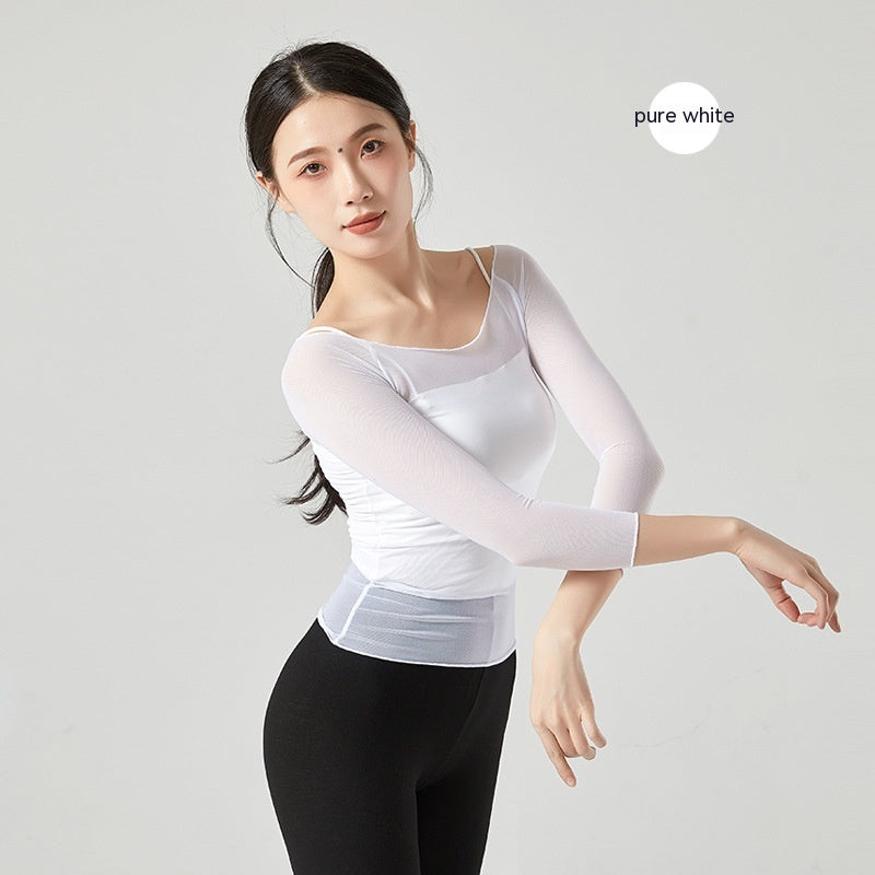 Dancing Dress Mesh Top For Women Ballet Practice Clothes Gym Outfit Shapewear Outer Wear Gauze Clothes + 🚚 Free Worldwide Shipping 🎉 Extra 30% OFF at Checkout