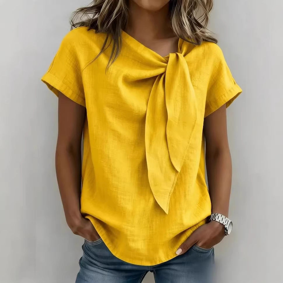 Women's Summer Short Sleeve Casual T-Shirt - Cotton Blend Lightweight Everyday Top For Daily Wear  + 🚚 Free Worldwide Shipping 🎉 Extra 30% OFF At Checkout