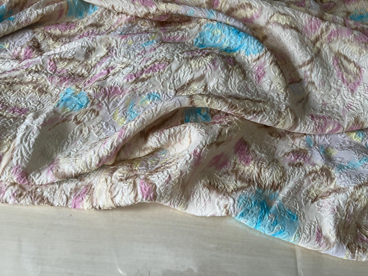 Premium Silk Stretch Cloqué Fabric – Shiny, Exquisite Couture Material