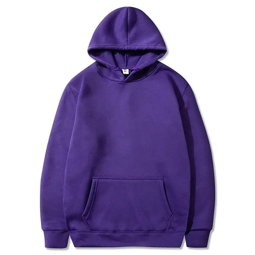 Unisex Hooded Pullover Hoodie – Solid Colour Oversized Sweatshirt with Pocket | 2025 New