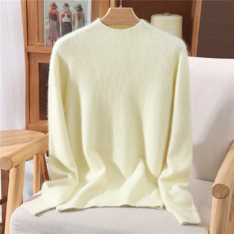 Luxurious Mink Cashmere Pullover – Women’s Soft Mock Neck Sweater for Autumn & Winter | Premium Knitwear – Free Worldwide Shipping