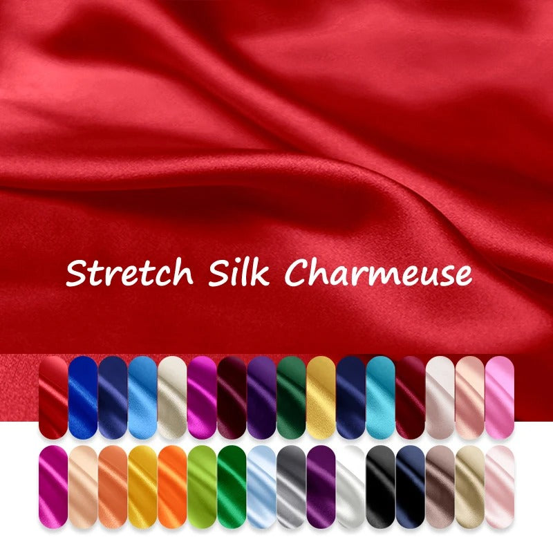Stretch Mulberry Silk Charmeuse Satin Fabric 95% Silk 5% Spandex – 19 Momme | 42″ Wide – DIY Bridal Eveningwear Fabric