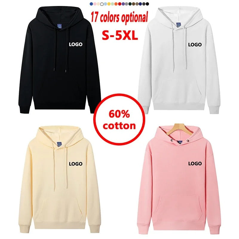 Hoodie mit individuellem Logo – Streetwear-Pullover aus 60 % Baumwolle | Personalisierter Unisex-Sweatshirt