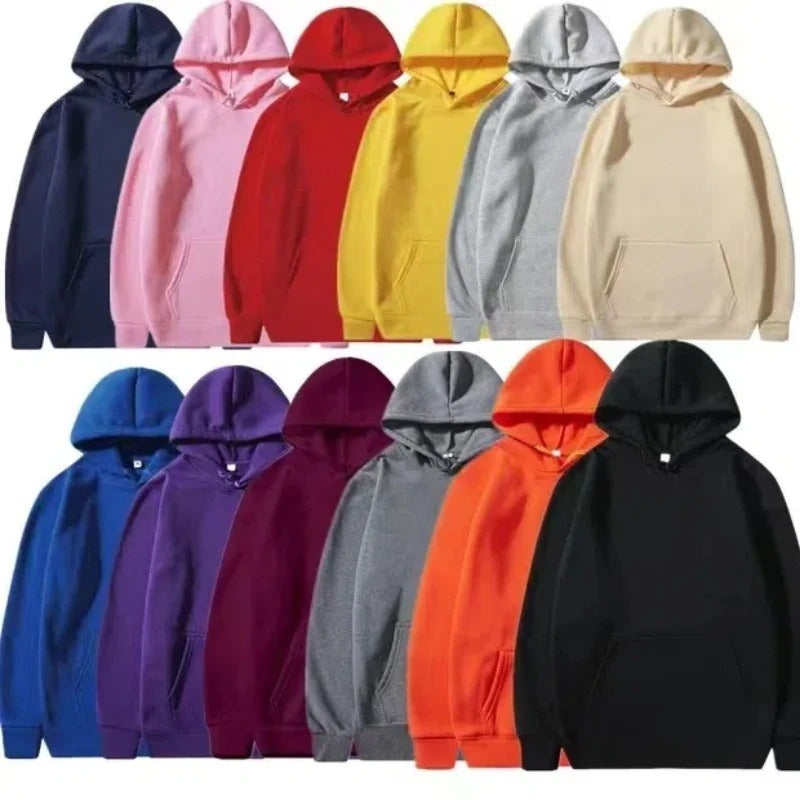 Unisex Hooded Pullover Hoodie – Solid Colour Oversized Sweatshirt with Pocket | 2025 New