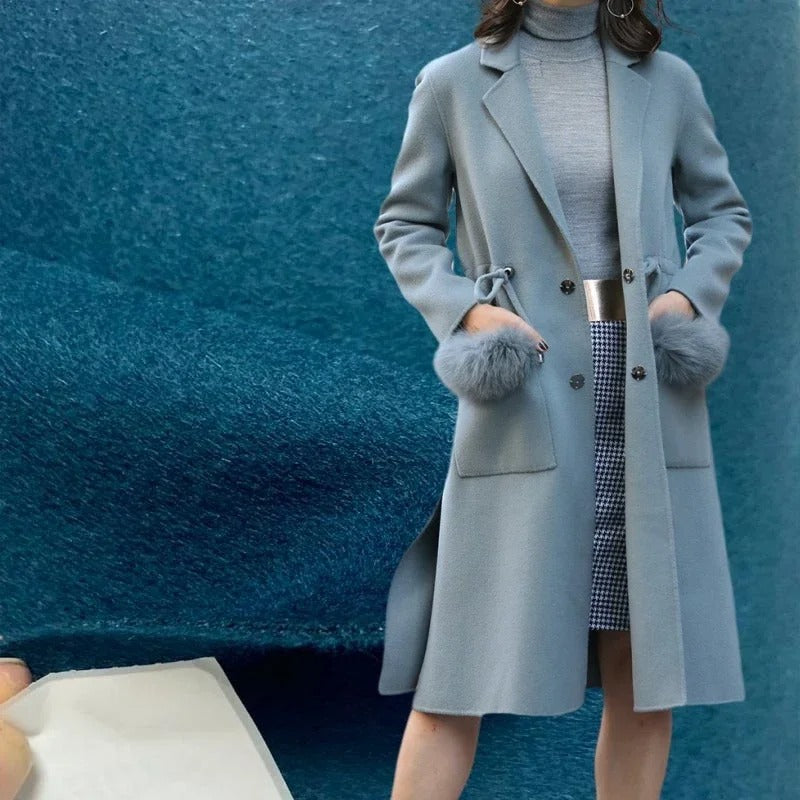 Double-Sided Wool-Cashmere Blend Fabric – Soft Smooth Cloth by the Metre for Autumn/Winter Coats DIY Sewing Material