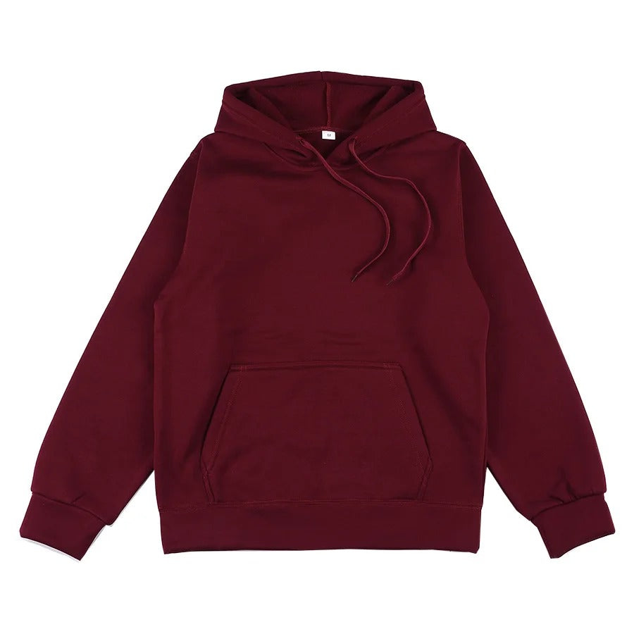 Unisex Hooded Pullover Hoodie – Solid Colour Oversized Sweatshirt with Pocket | 2025 New