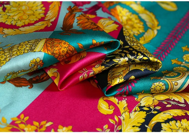 Luxury Silk Stretch Charmeuse Satin Fabric – 3D Printed Silk Satin Dressmaking Material + FREE DELIVERY WORLDWIDE 🚚