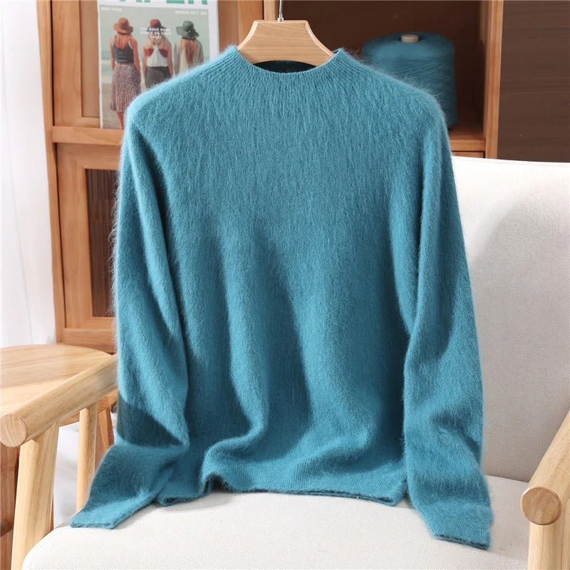 Luxurious Mink Cashmere Pullover – Women’s Soft Mock Neck Sweater for Autumn & Winter | Premium Knitwear – Free Worldwide Shipping