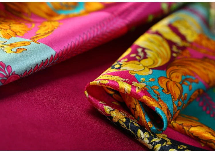 Luxury Silk Stretch Charmeuse Satin Fabric – 3D Printed Silk Satin Dressmaking Material + FREE DELIVERY WORLDWIDE 🚚