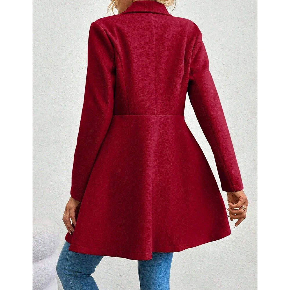 Elegant Long Wool‑Blend Women’s Winter Coat – Double‑Breasted Lapel Overcoat | Office & Casual Outerwear
