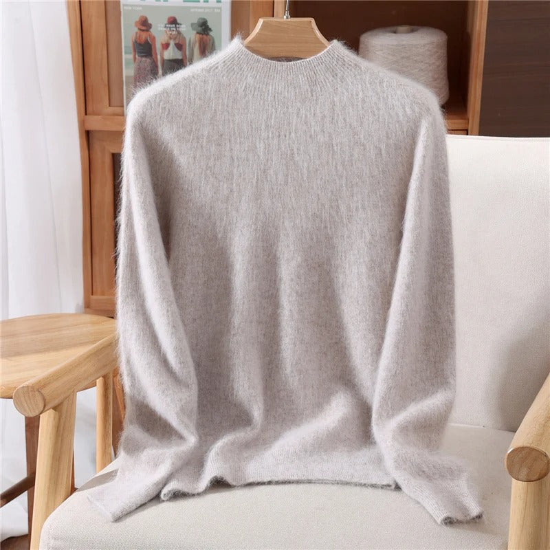 Luxurious Mink Cashmere Pullover – Women’s Soft Mock Neck Sweater for Autumn & Winter | Premium Knitwear – Free Worldwide Shipping