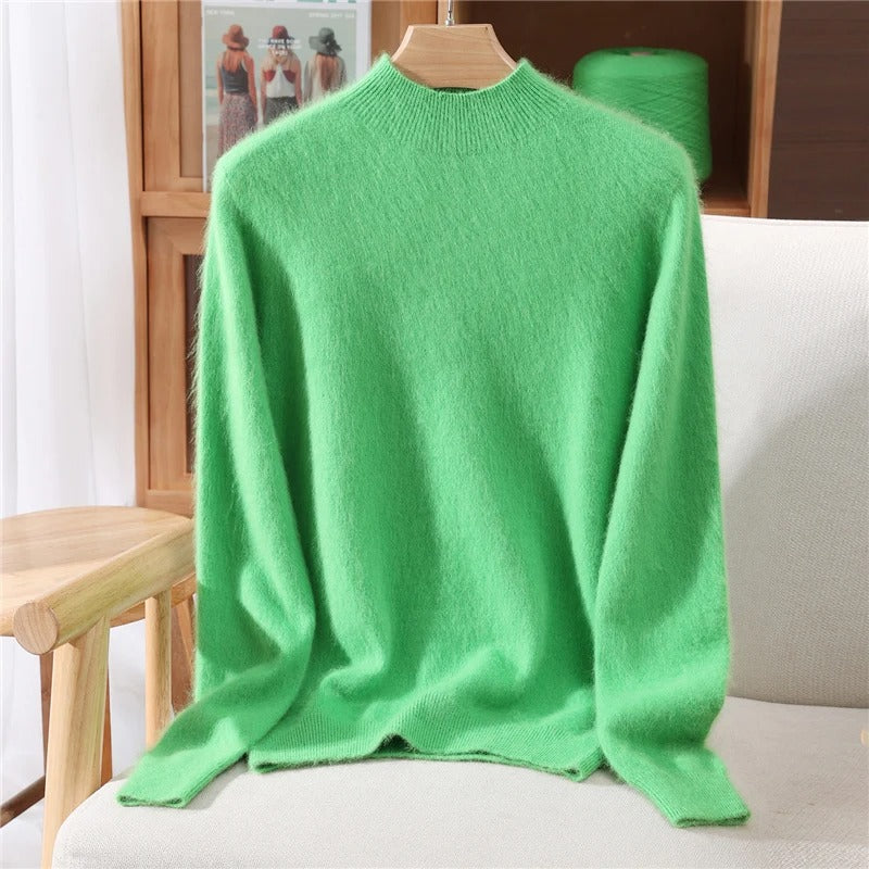 Luxurious Mink Cashmere Pullover – Women’s Soft Mock Neck Sweater for Autumn & Winter | Premium Knitwear – Free Worldwide Shipping
