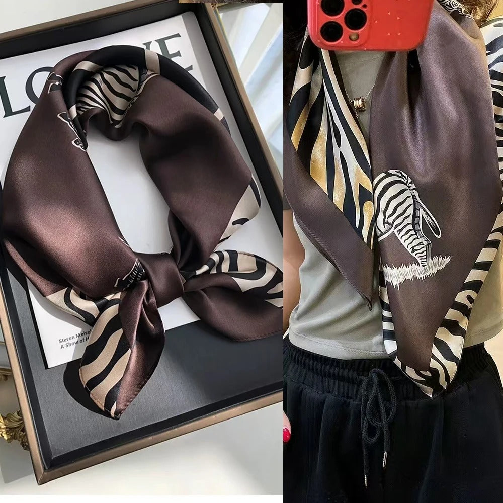 100% Mulberry Silk Floral Square Scarf – Luxury Small Silk Headscarf / Hair & Neck Neckerchief