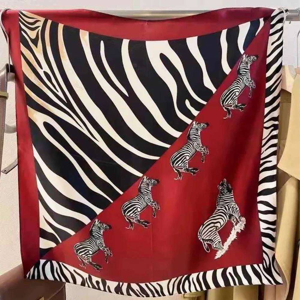 100% Mulberry Silk Floral Square Scarf – Luxury Small Silk Headscarf / Hair & Neck Neckerchief