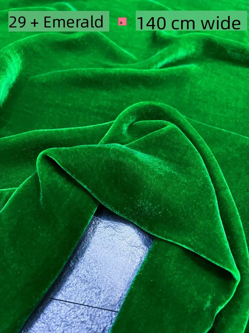 Silk Velvet Fabric – 100% Mulberry Silk Base, Rayon Pile, 140 cm Wide | 40 Luxe Colours for High-End Dresses