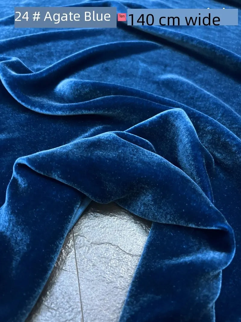 Silk Velvet Fabric – 100% Mulberry Silk Base, Rayon Pile, 140 cm Wide | 40 Luxe Colours for High-End Dresses
