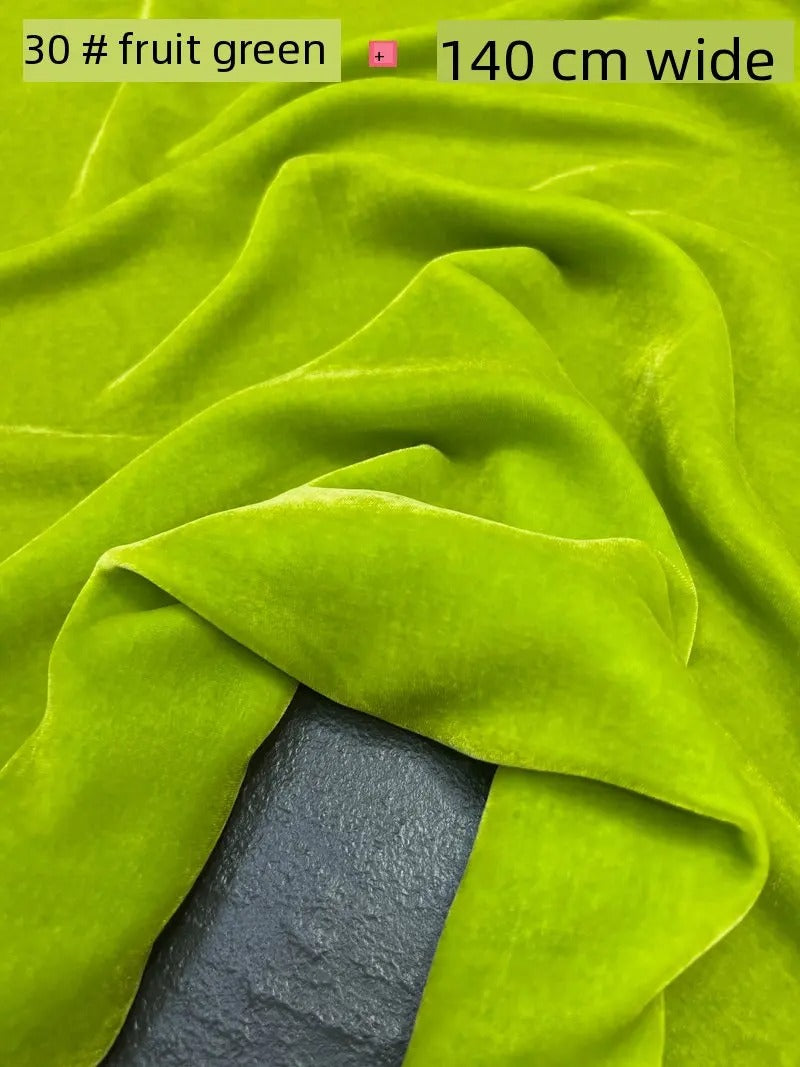 Silk Velvet Fabric – 100% Mulberry Silk Base, Rayon Pile, 140 cm Wide | 40 Luxe Colours for High-End Dresses