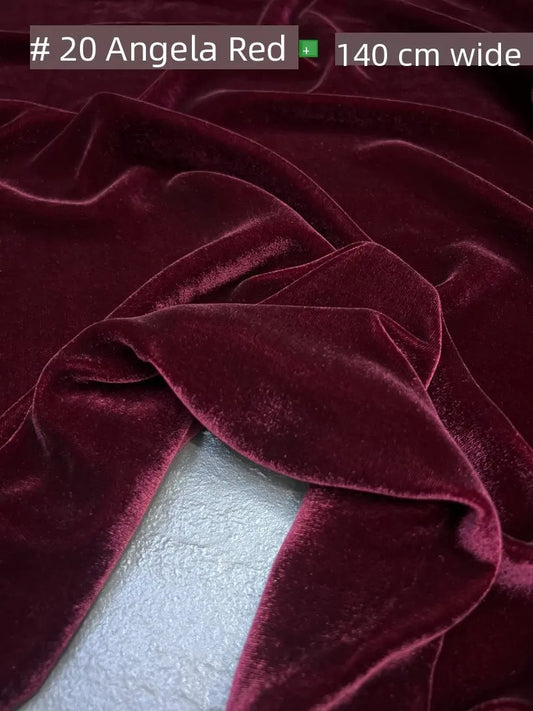 Silk Velvet Fabric – 100% Mulberry Silk Base, Rayon Pile, 140 cm Wide | 40 Luxe Colours for High-End Dresses