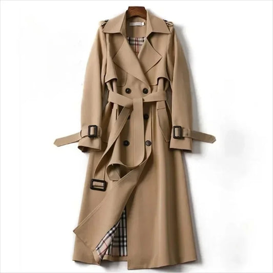 Women’s Long Winter Trench Coat • Slim Belted Streetwear Windbreaker Jacket – All‑Season Elegance