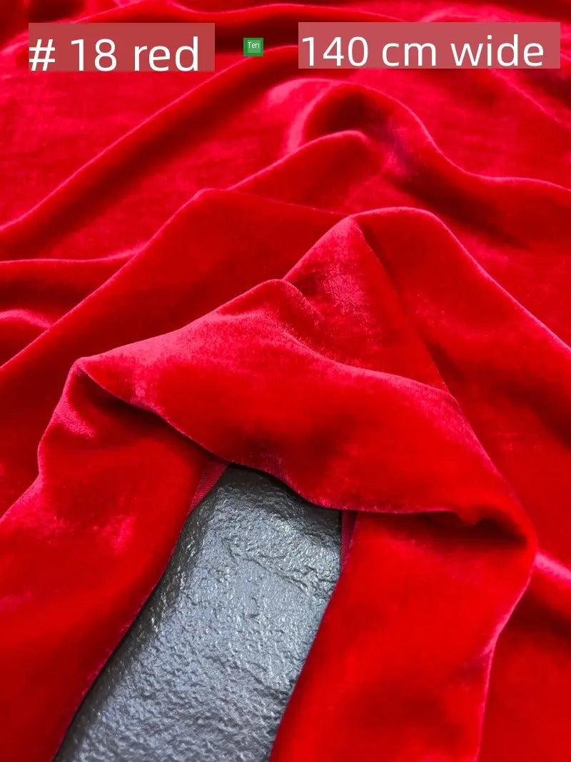 Silk Velvet Fabric – 100% Mulberry Silk Base, Rayon Pile, 140 cm Wide | 40 Luxe Colours for High-End Dresses