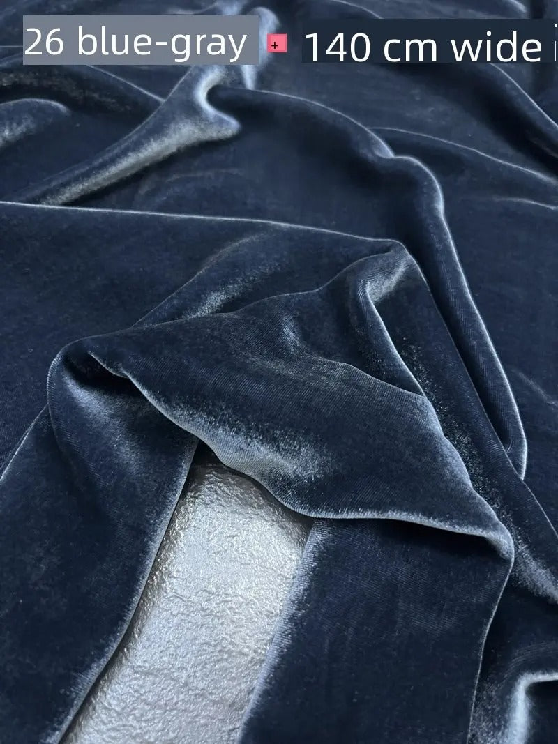 Silk Velvet Fabric – 100% Mulberry Silk Base, Rayon Pile, 140 cm Wide | 40 Luxe Colours for High-End Dresses