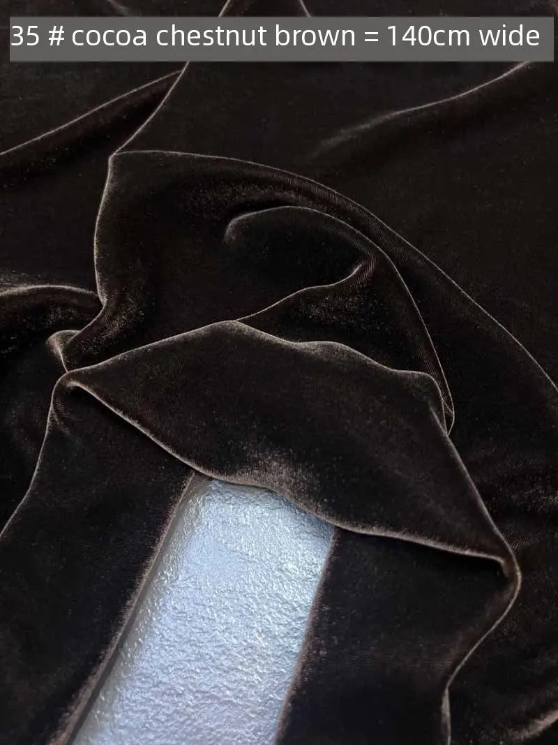 Silk Velvet Fabric – 100% Mulberry Silk Base, Rayon Pile, 140 cm Wide | 40 Luxe Colours for High-End Dresses