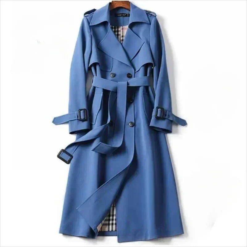 Women’s Long Winter Trench Coat • Slim Belted Streetwear Windbreaker Jacket – All‑Season Elegance