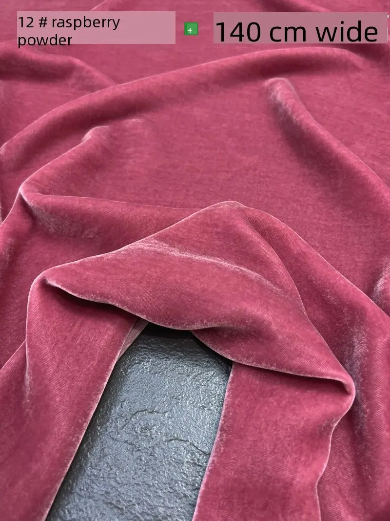 Silk Velvet Fabric – 100% Mulberry Silk Base, Rayon Pile, 140 cm Wide | 40 Luxe Colours for High-End Dresses
